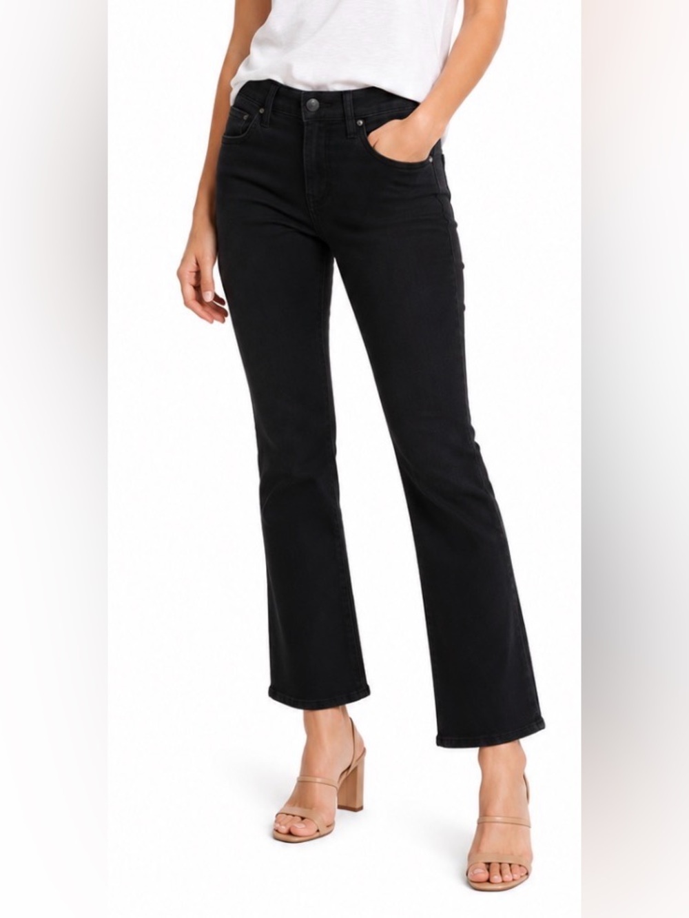 Madewell Jeans Black Kick-Out Mid Rise Ankle 25 P Crop